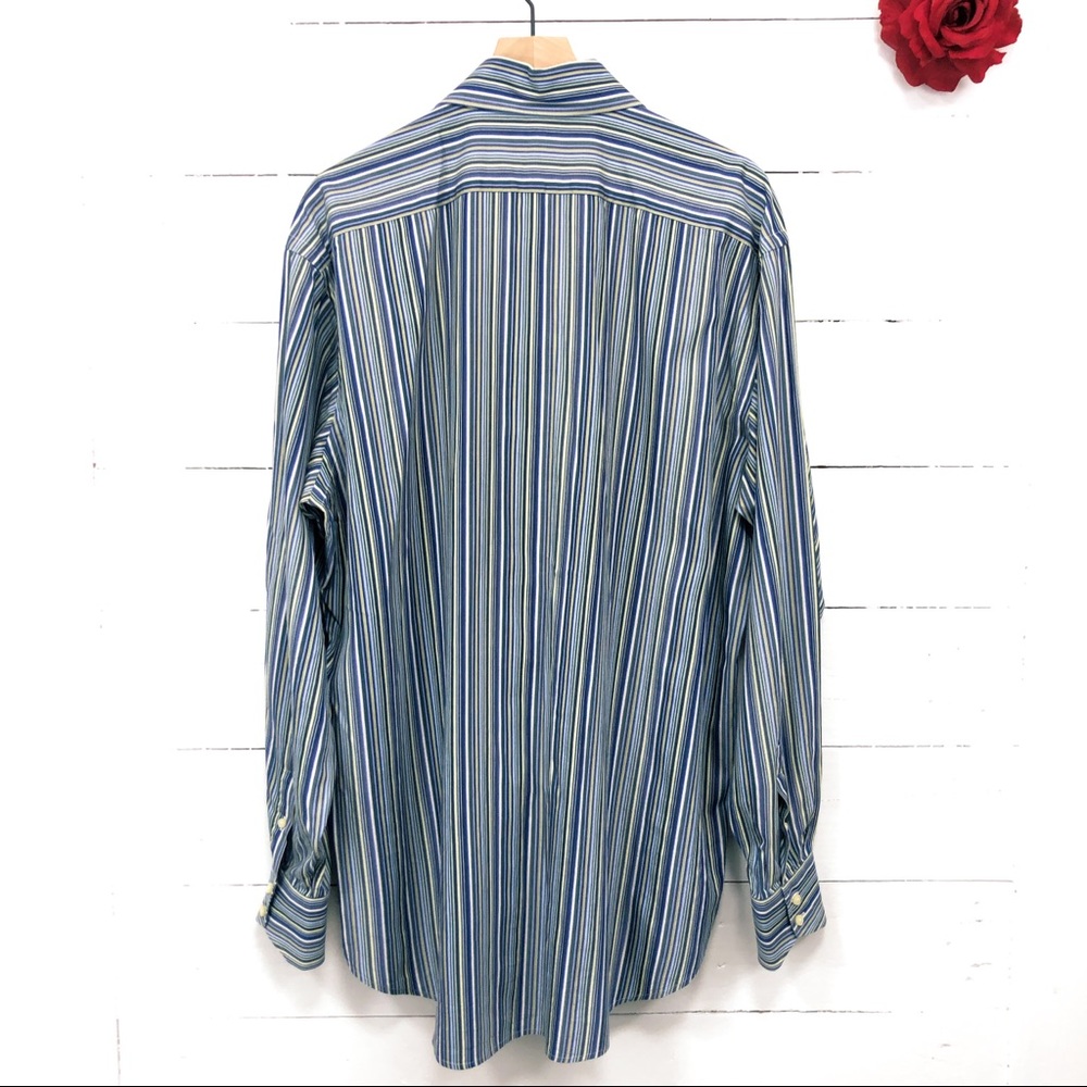 Thomas Dean TD Striped Button Up Shirt Blue XLT - Picture 5 of 8